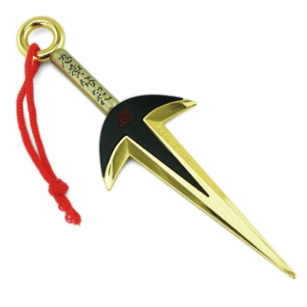 Golden Kunai With Leather Case with Red Lanyard
