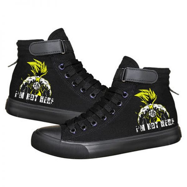 Anime Dragon Ball Print Black Canvas Shoes For Men And Women