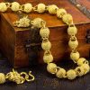 Dragon Beads Tube Real 24KT Gold Chain Necklace