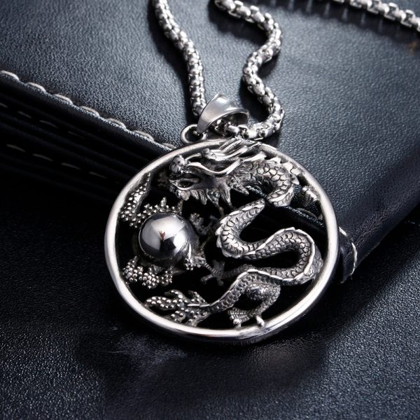 Myth Evil Dragon Ball Pendant Necklaces Stainless Steel