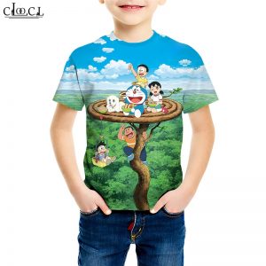 Anime 3D Print Doraemon T Shirt 3D Print Boy Girl Short Sleeve T Shirts Japanese Classic Cartoon Childrens Tracksuit Casual Tops M018