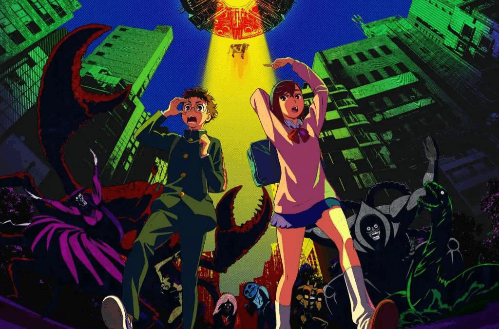 Ayase fighting an alien creature from Dandadan