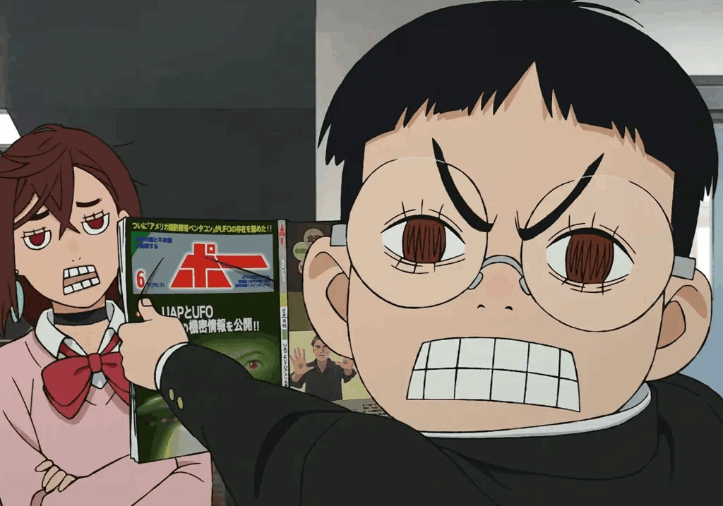 Humorous scene from Dandadan with Ayase and Okarun